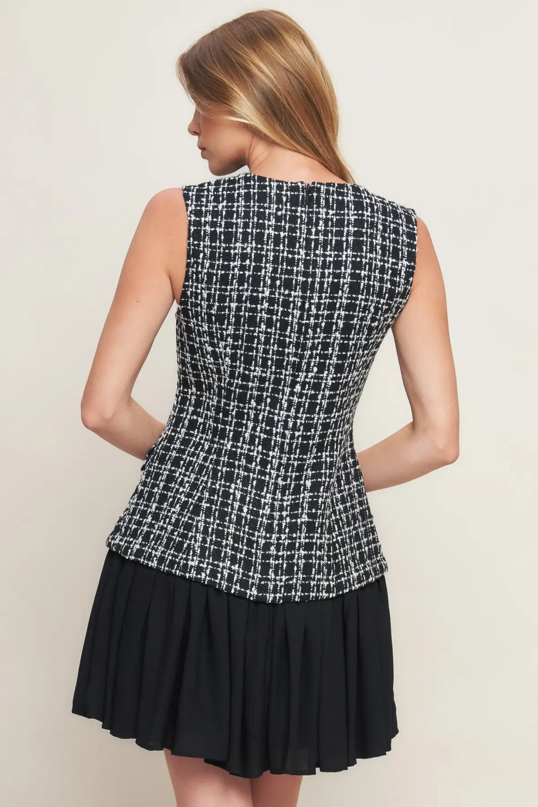 MODERN ICON TWEED WOVEN MINI DRESS - DRESSES