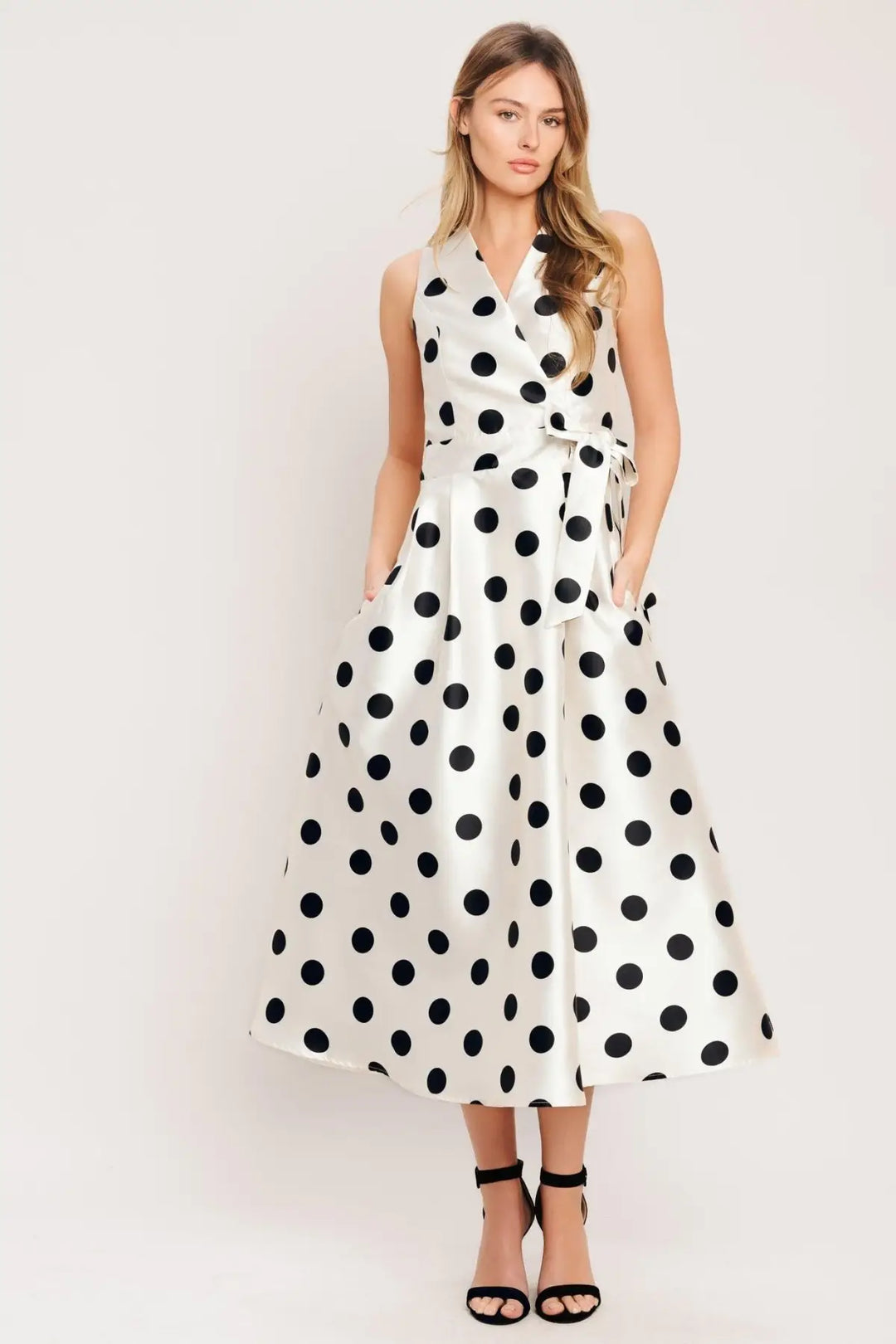 CAFÉ NOIR POLKA WOVEN MIDI DRESS - IVORY / S - DRESSES