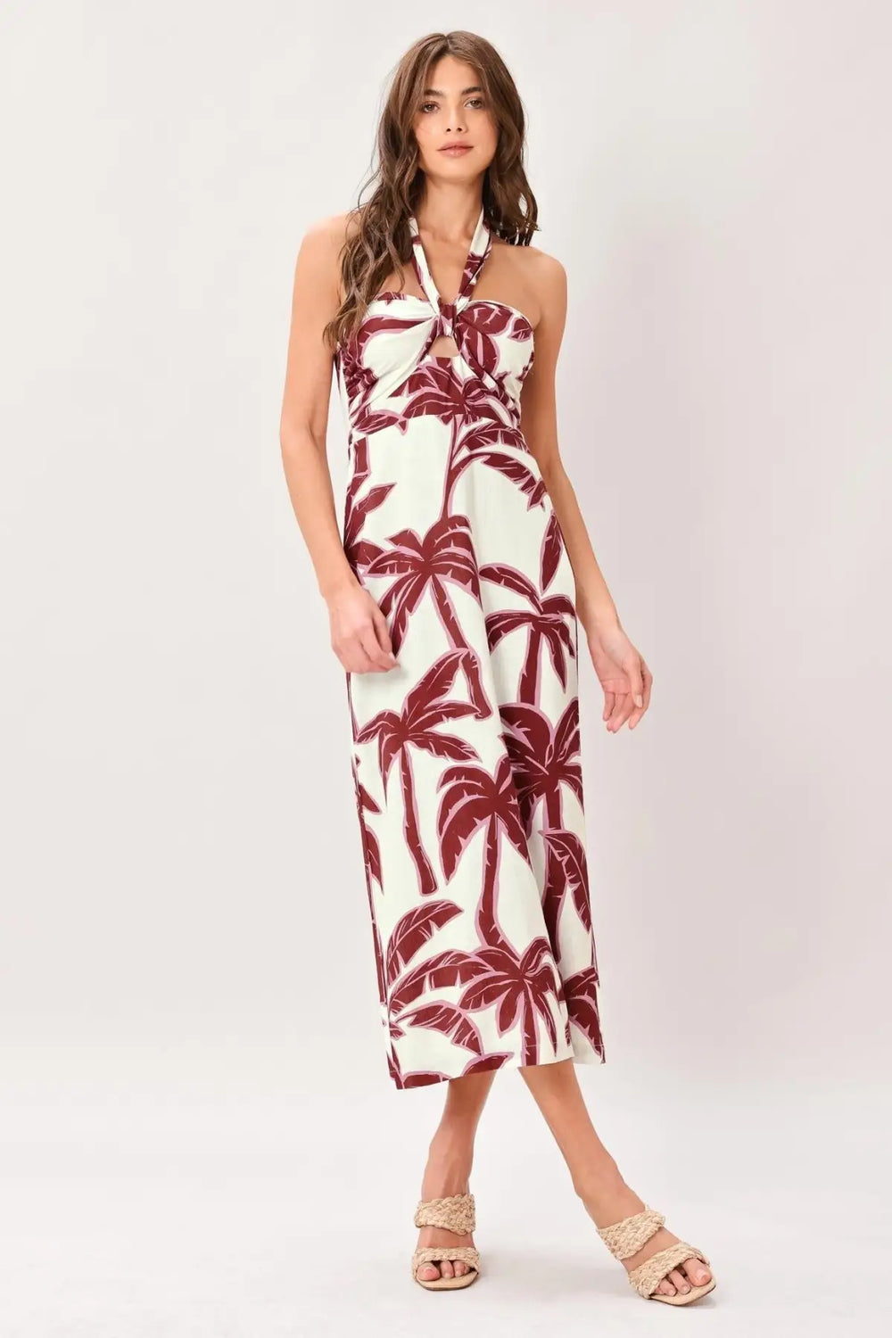PALM SIREN WOVEN MIDI DRESS - DRESSES