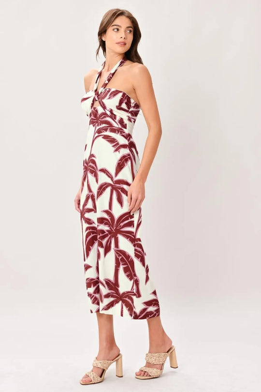 PALM SIREN WOVEN MIDI DRESS - DRESSES