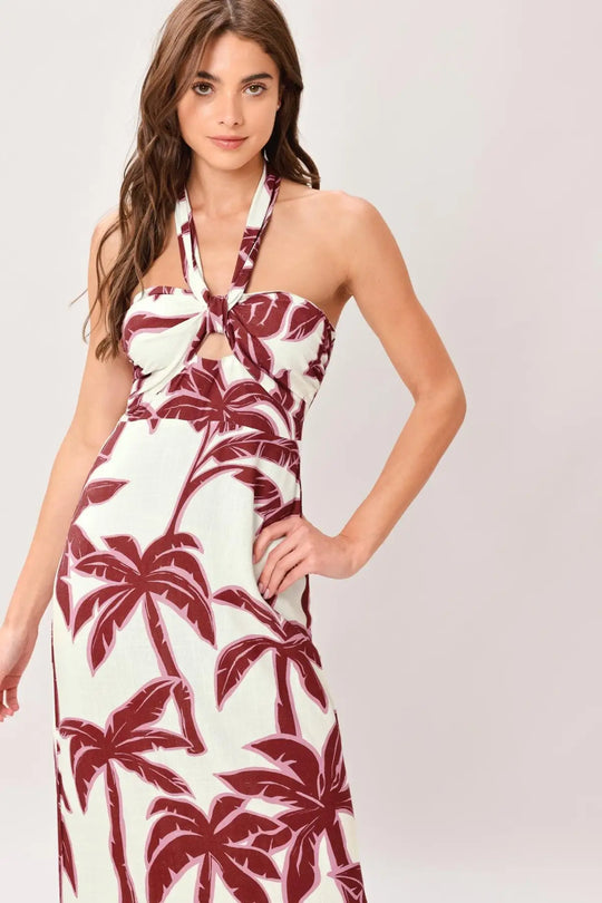 PALM SIREN WOVEN MIDI DRESS - DRESSES