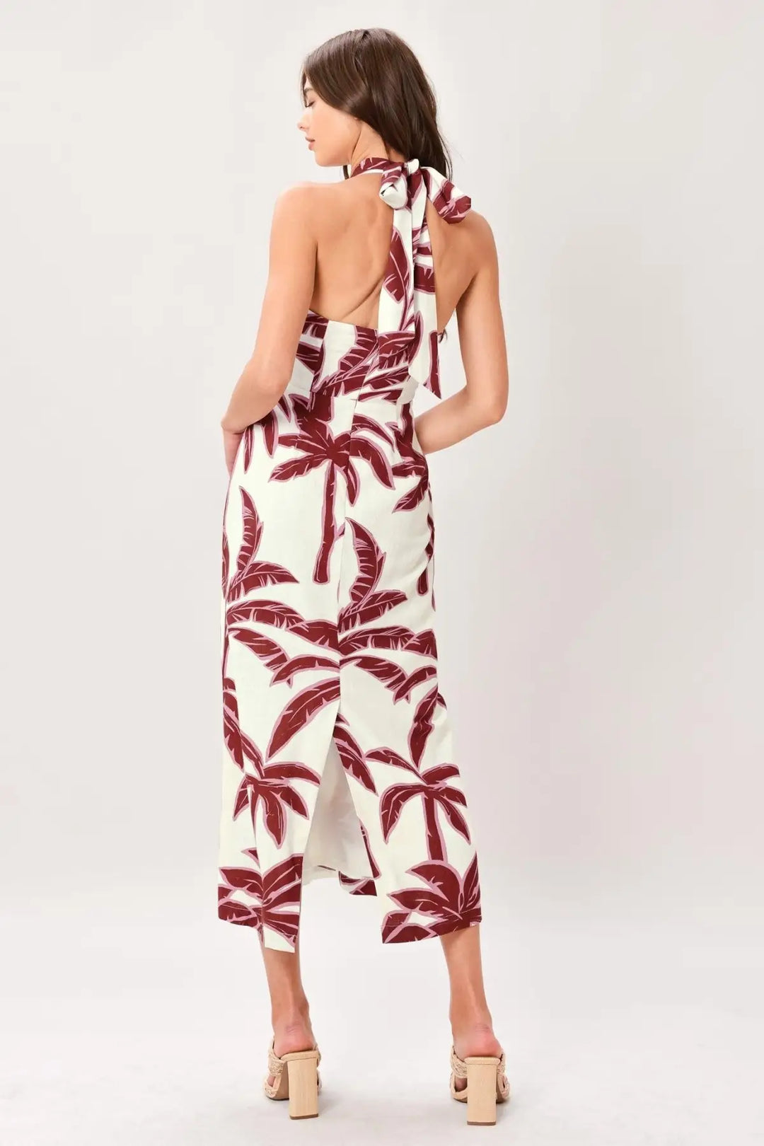 PALM SIREN WOVEN MIDI DRESS - DRESSES