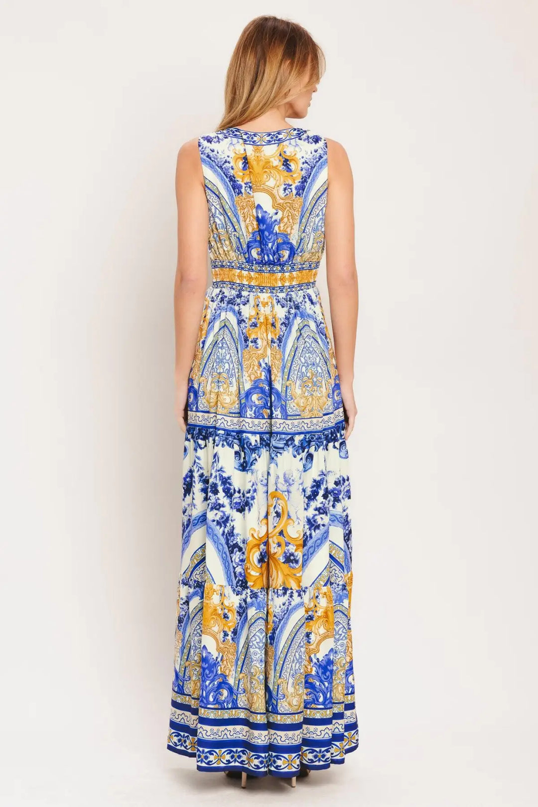 AZURE PALAZZO WOVEN MAXI DRESS - DRESSES