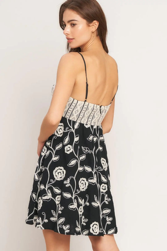 DARK ROMANCE WOVEN MINI DRESS - DRESSES