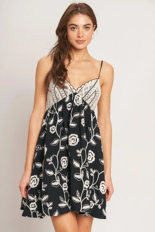 DARK ROMANCE WOVEN MINI DRESS - DRESSES