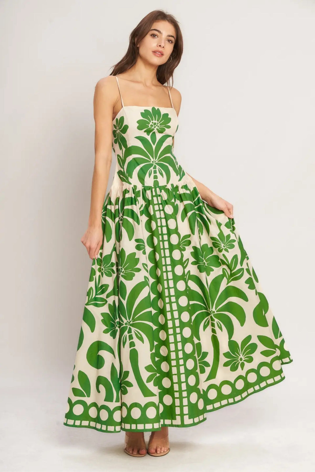 EMERALD PALM PARADISE WOVEN MAXI DRESS - DRESSES