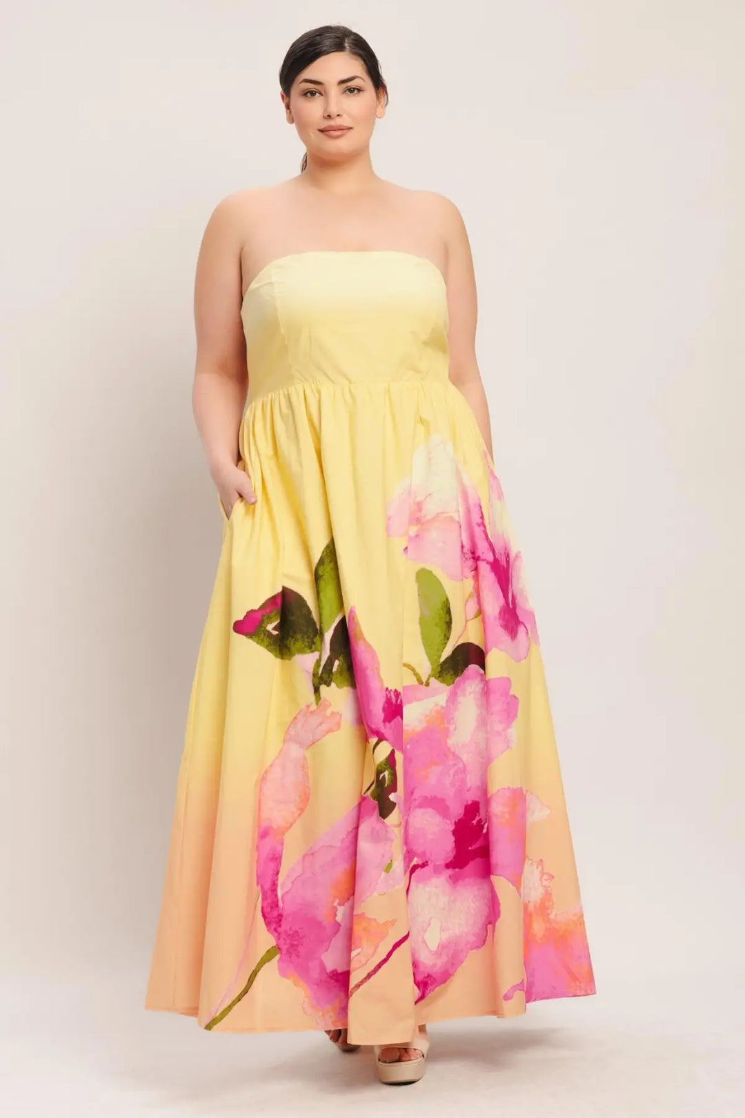 DREAMY OMBRE WOVEN MAXI DRESS - LIGHT YELLOW / 1X - DRESSES
