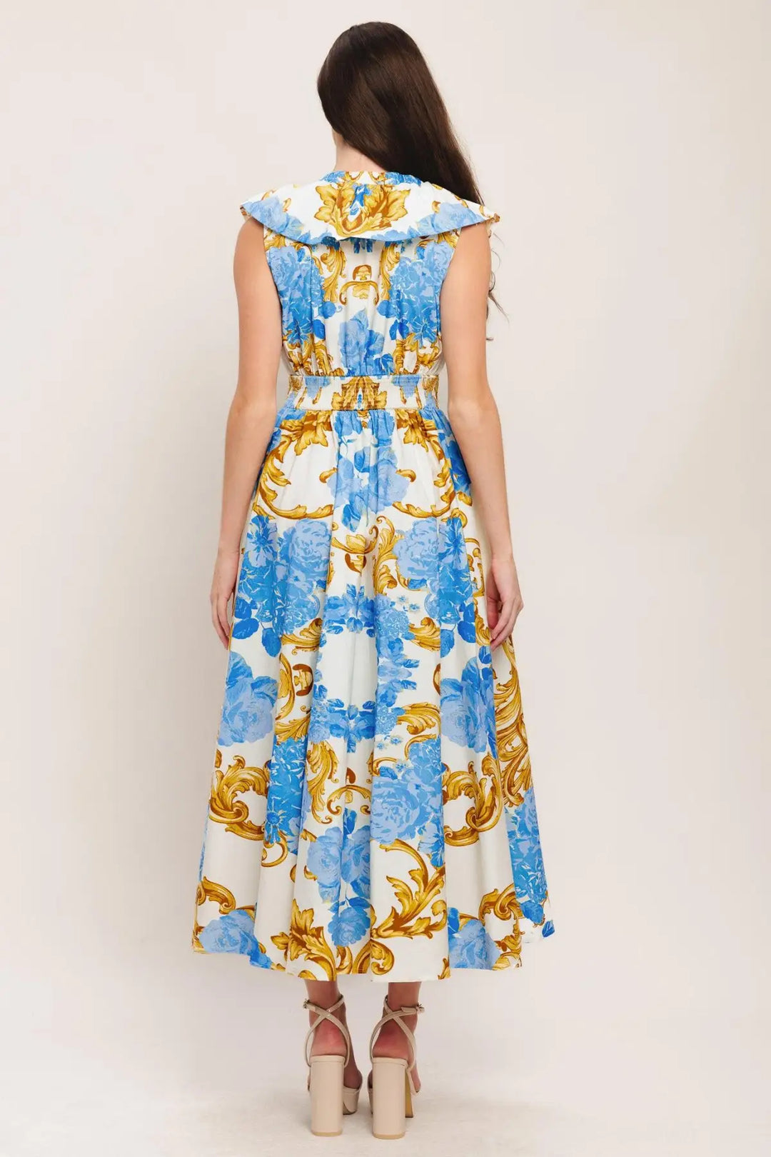 BAROQUE BLOOM WOVEN MIDI DRESS