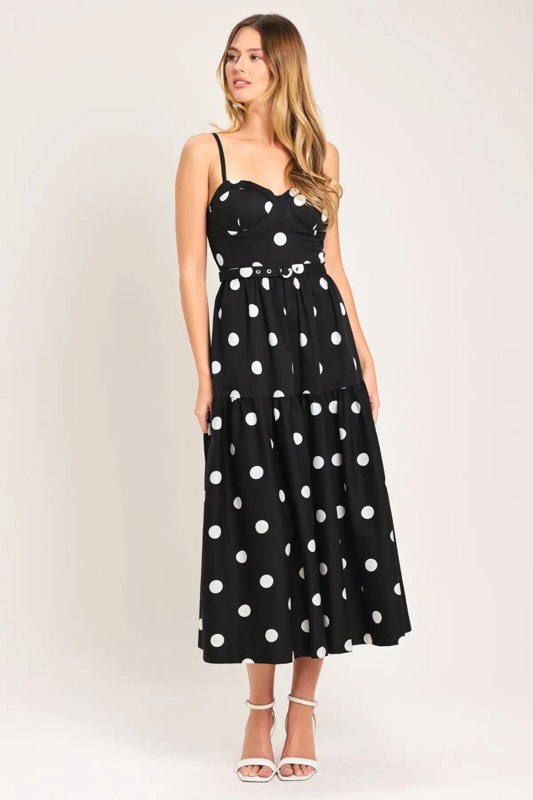 MONROE DOT WOVEN MIDI DRESS - DRESSES