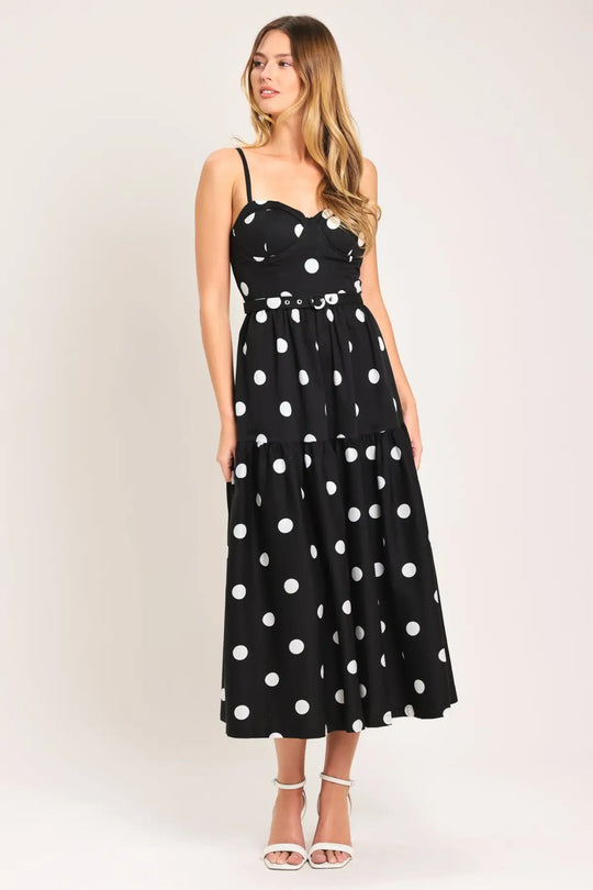 MONROE DOT WOVEN MIDI DRESS - DRESSES