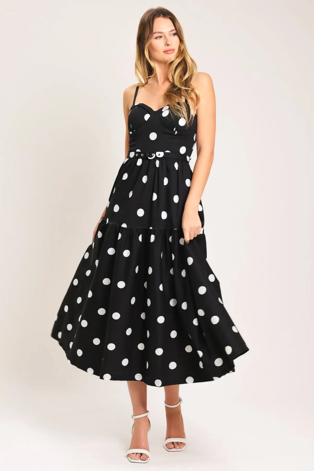 MONROE DOT WOVEN MIDI DRESS - DRESSES