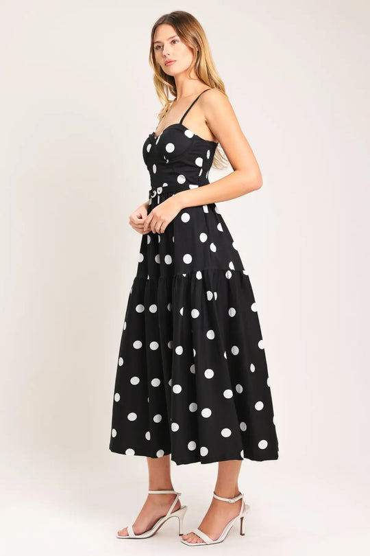 MONROE DOT WOVEN MIDI DRESS - DRESSES