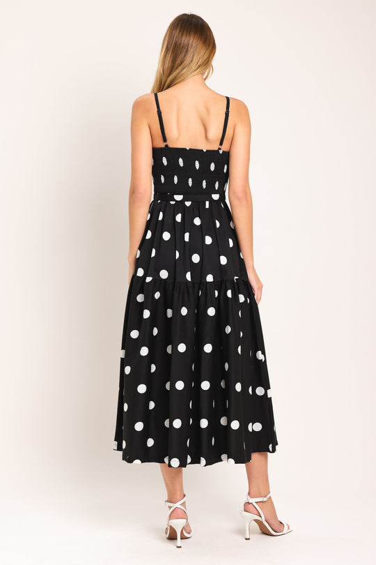 MONROE DOT WOVEN MIDI DRESS