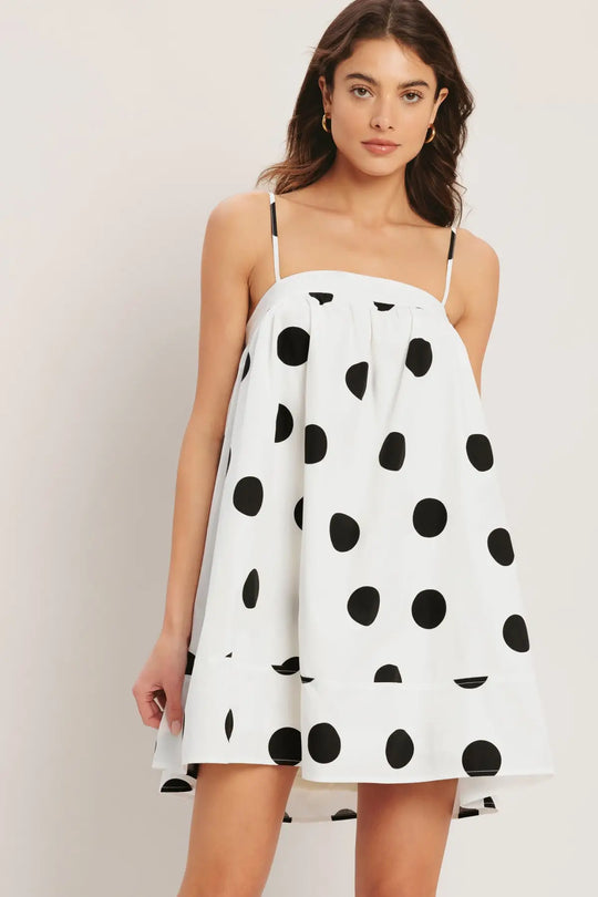 RUNWAY POLKA WOVEN MINI DRESS - DRESSES