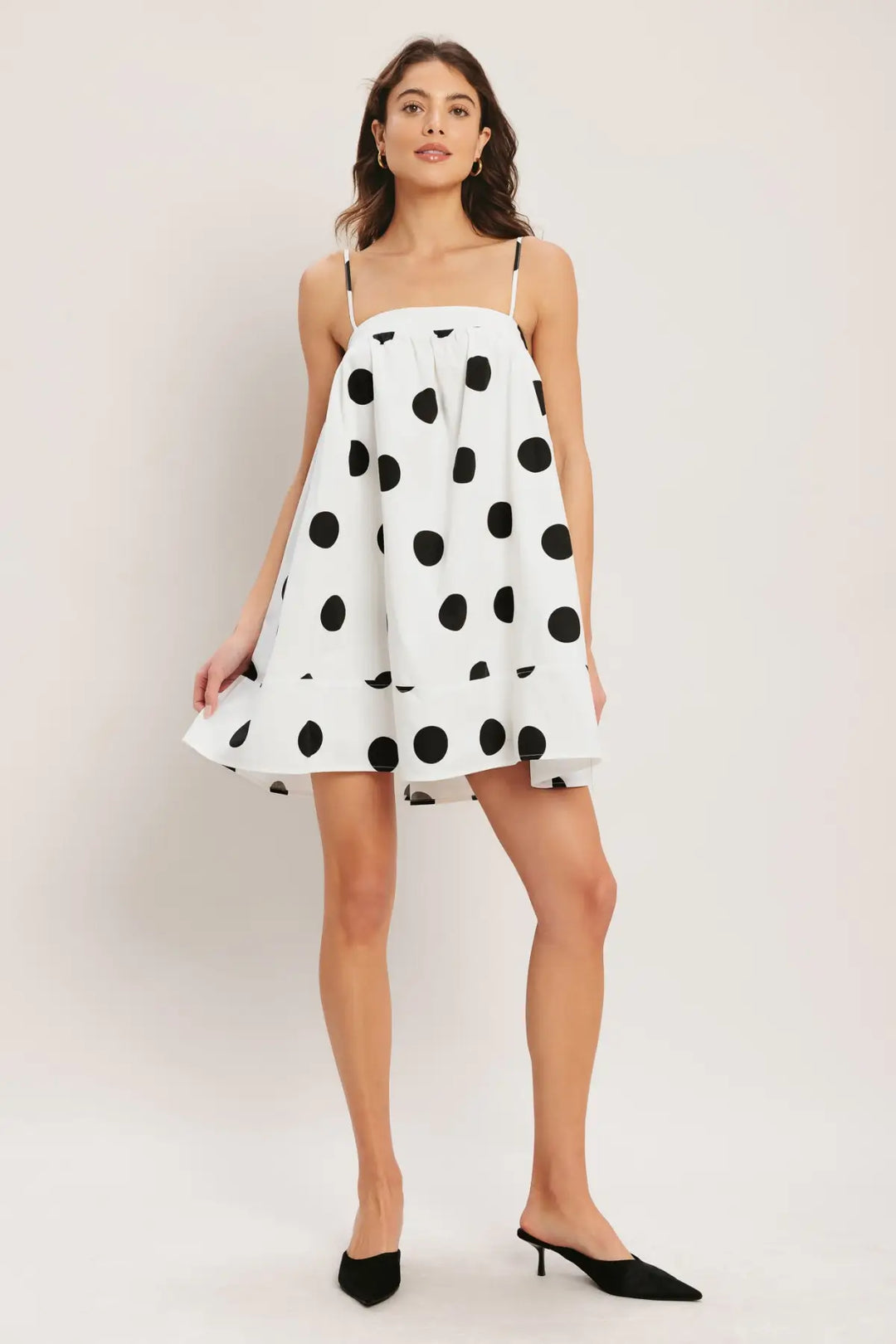 RUNWAY POLKA WOVEN MINI DRESS - DRESSES
