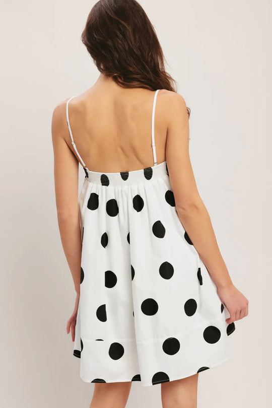 RUNWAY POLKA WOVEN MINI DRESS - DRESSES