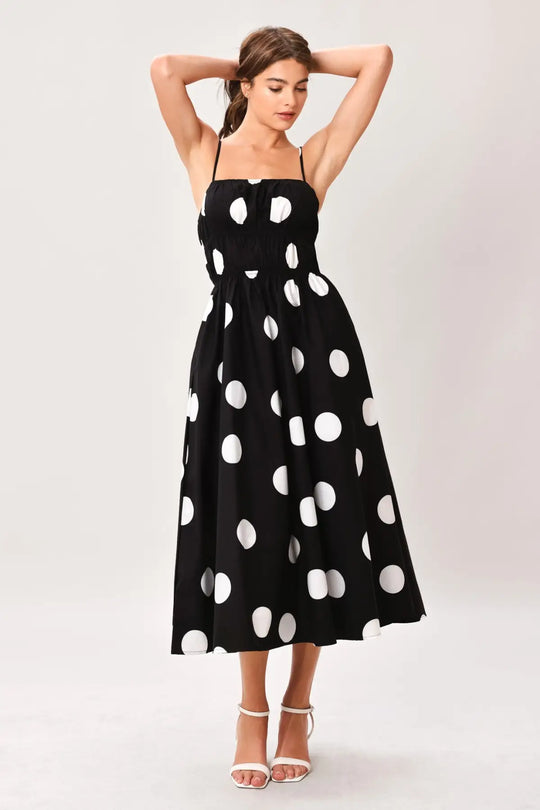 DOT THEORY WOVEN MIDI DRESS - DRESSES