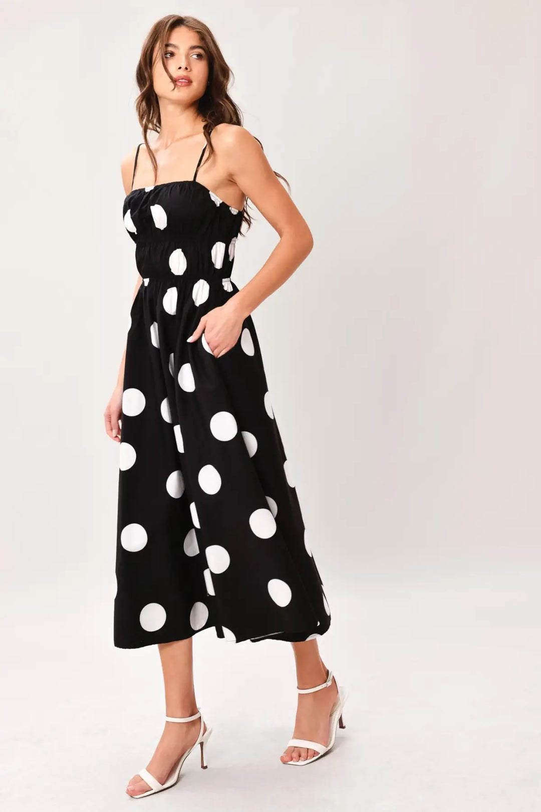 DOT THEORY WOVEN MIDI DRESS - DRESSES