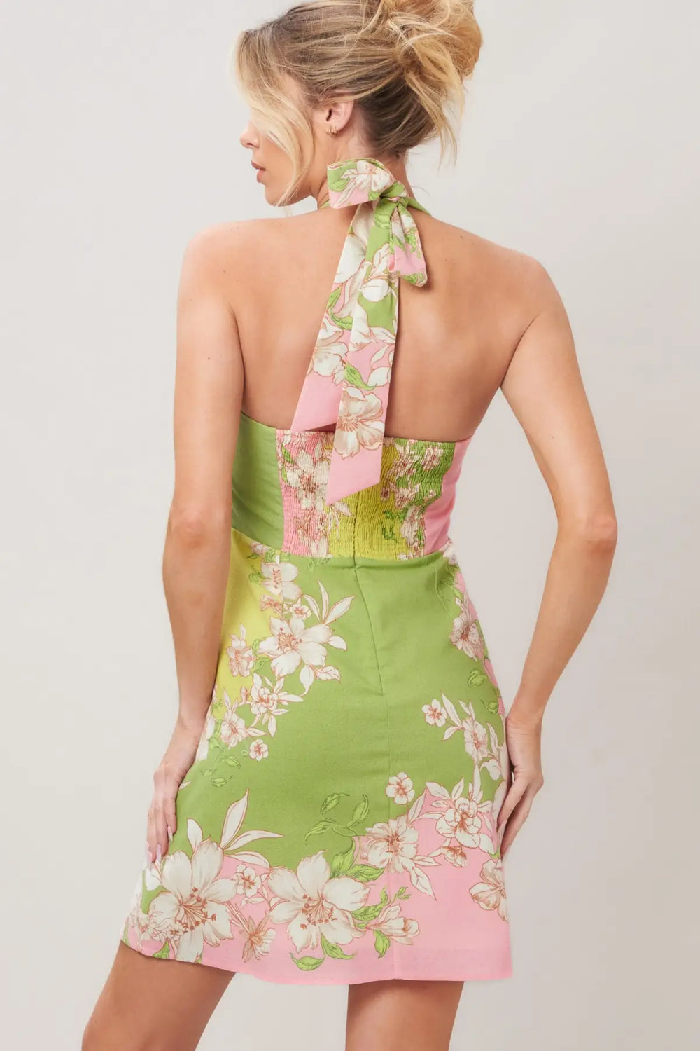 GLOW BLOSSOM WOVEN MINI DRESS - DRESSES