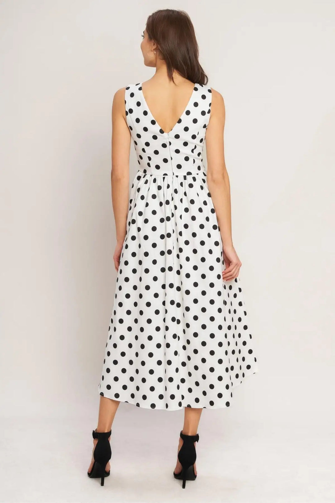 VINTAGE WHISPER POLKA WOVEN MIDI DRESS - DRESSES