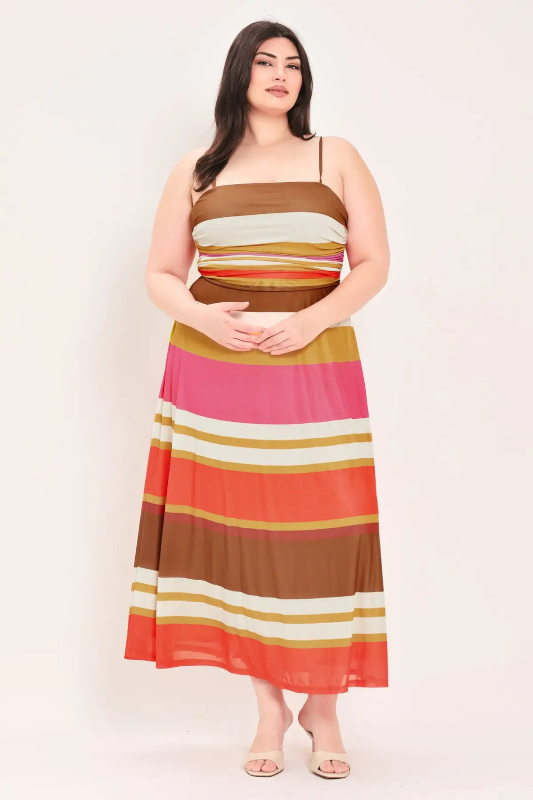 HEAT WAVES POWER MESH MIDI DRESS - DRESSES