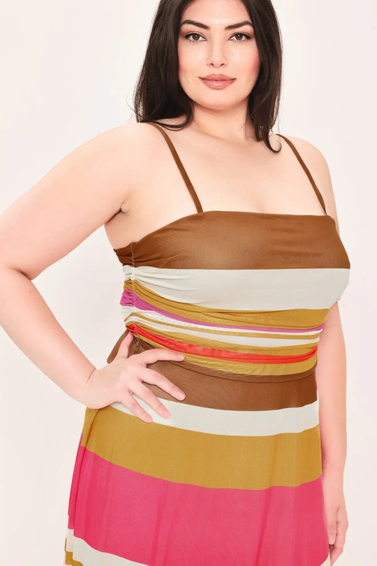 HEAT WAVES POWER MESH MIDI DRESS - DRESSES