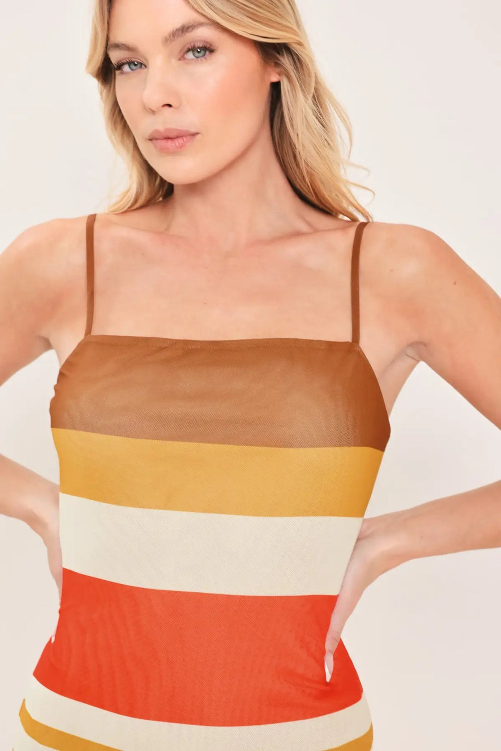 HEAT WAVES POWER MESH MIDI DRESS - DRESSES