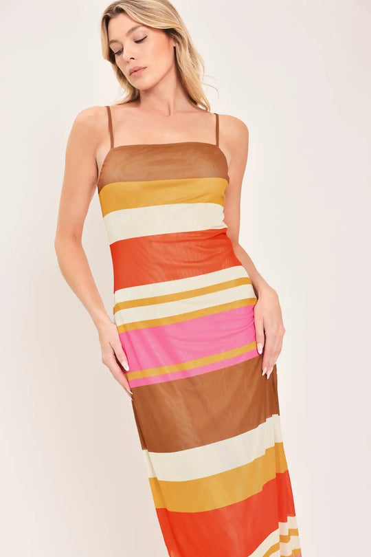 HEAT WAVES POWER MESH MIDI DRESS - DRESSES