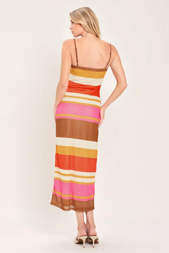 HEAT WAVES POWER MESH MIDI DRESS - DRESSES