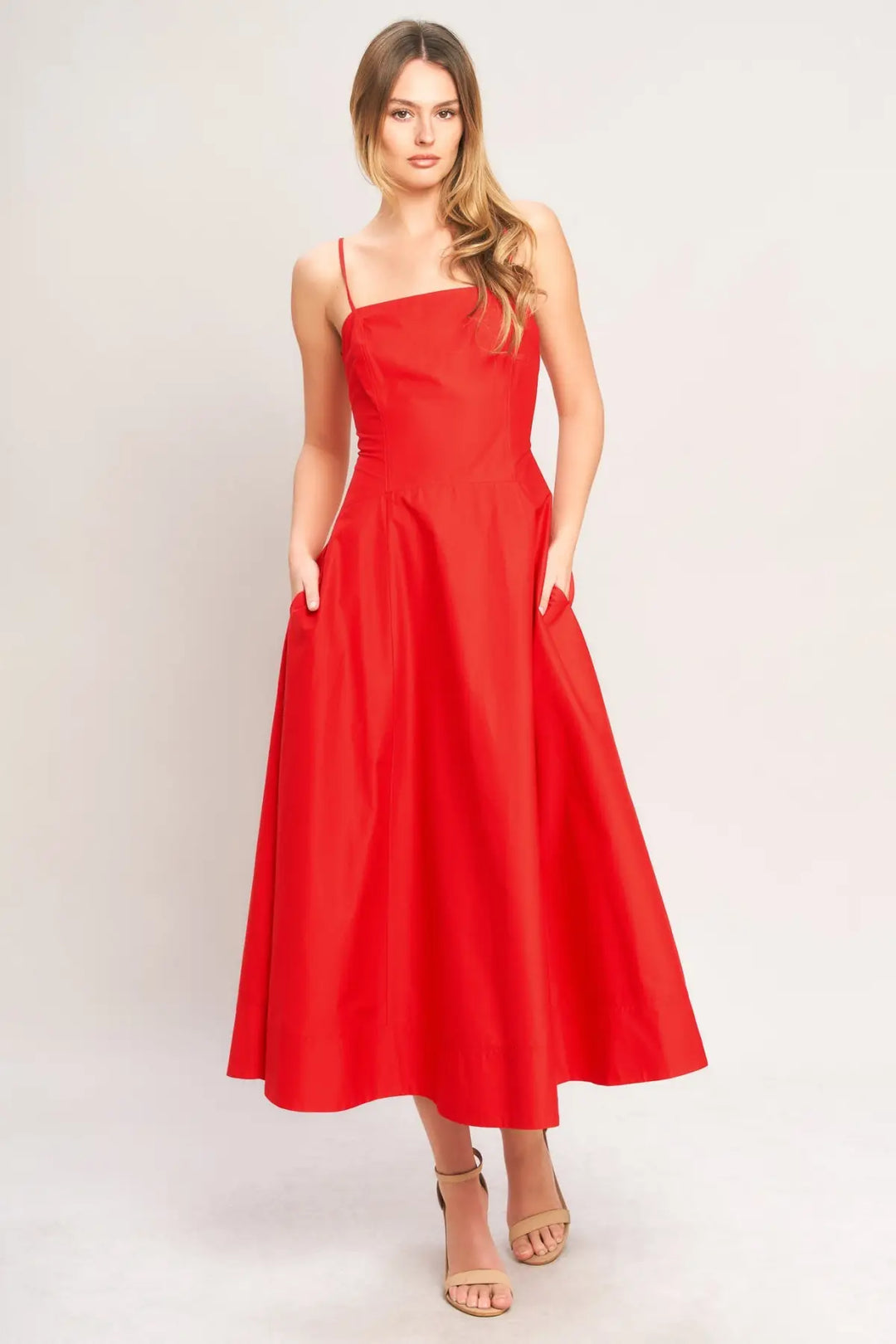 SUMMER CITY WOVEN MIDI DRESS - DRESSES