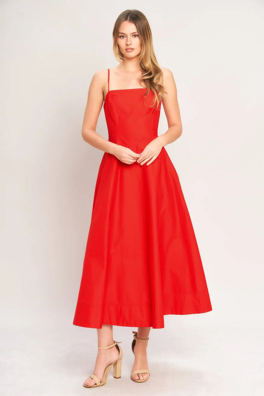 SUMMER CITY WOVEN MIDI DRESS - DRESSES