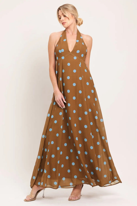 DOTTY LOVE WOVEN MIDI DRESS - DRESSES