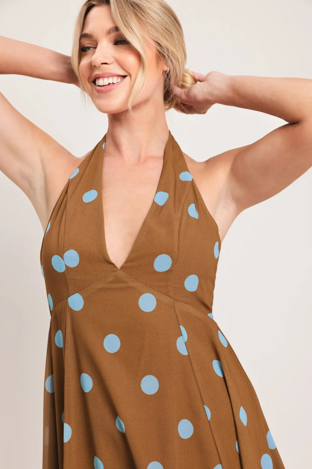 DOTTY LOVE WOVEN MIDI DRESS - DRESSES
