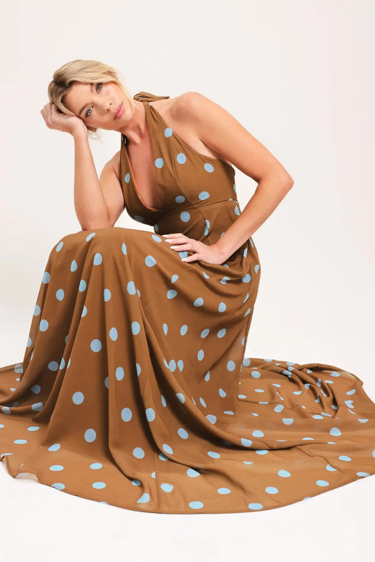 DOTTY LOVE WOVEN MIDI DRESS - DRESSES