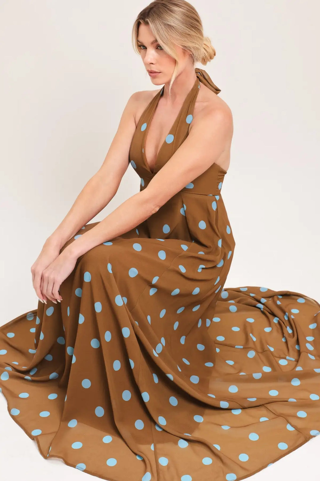 DOTTY LOVE WOVEN MIDI DRESS - DRESSES