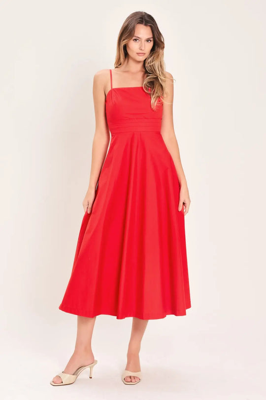 MODERN ROMANCE WOVEN MIDI DRESS - DRESSES