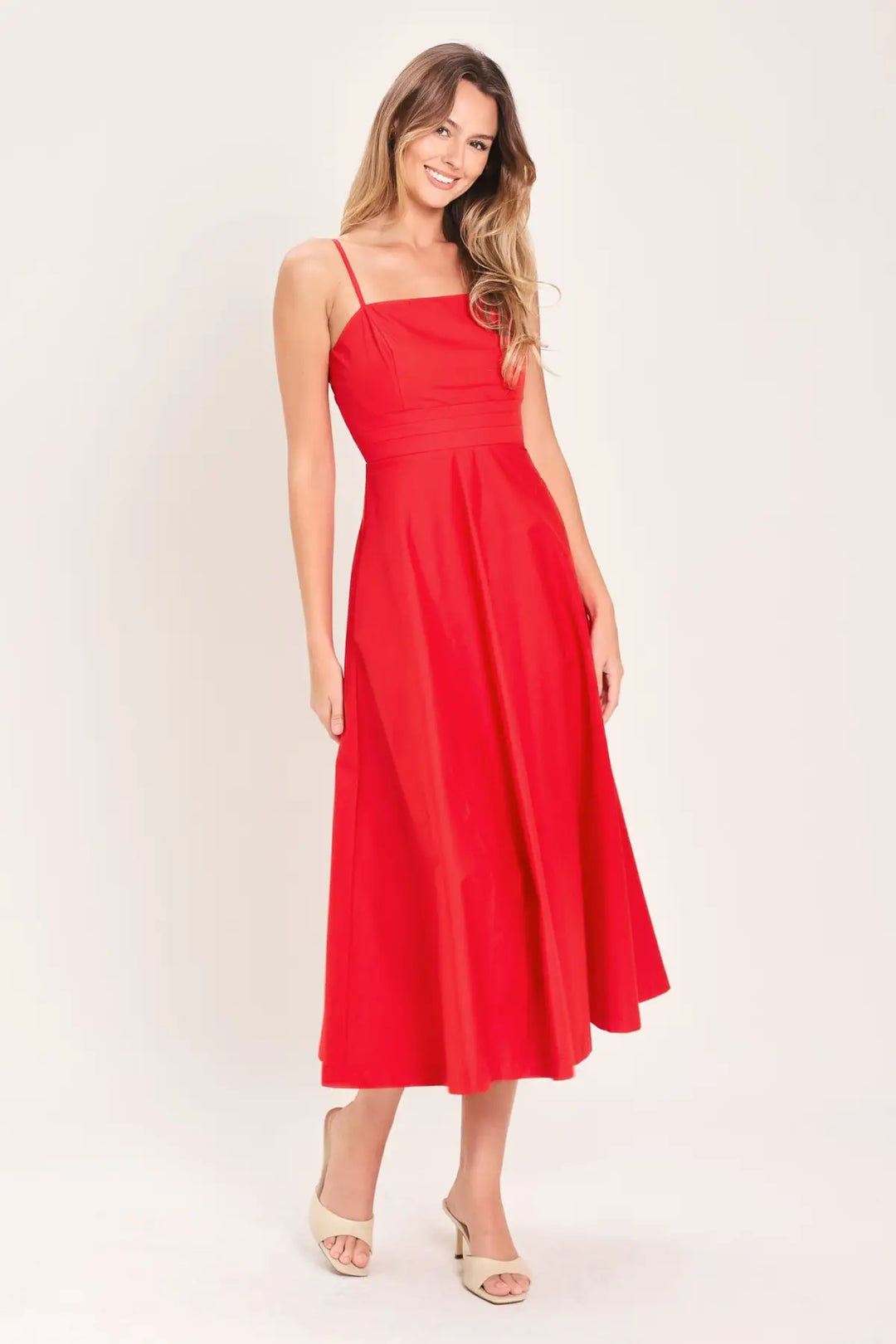 MODERN ROMANCE WOVEN MIDI DRESS - DRESSES