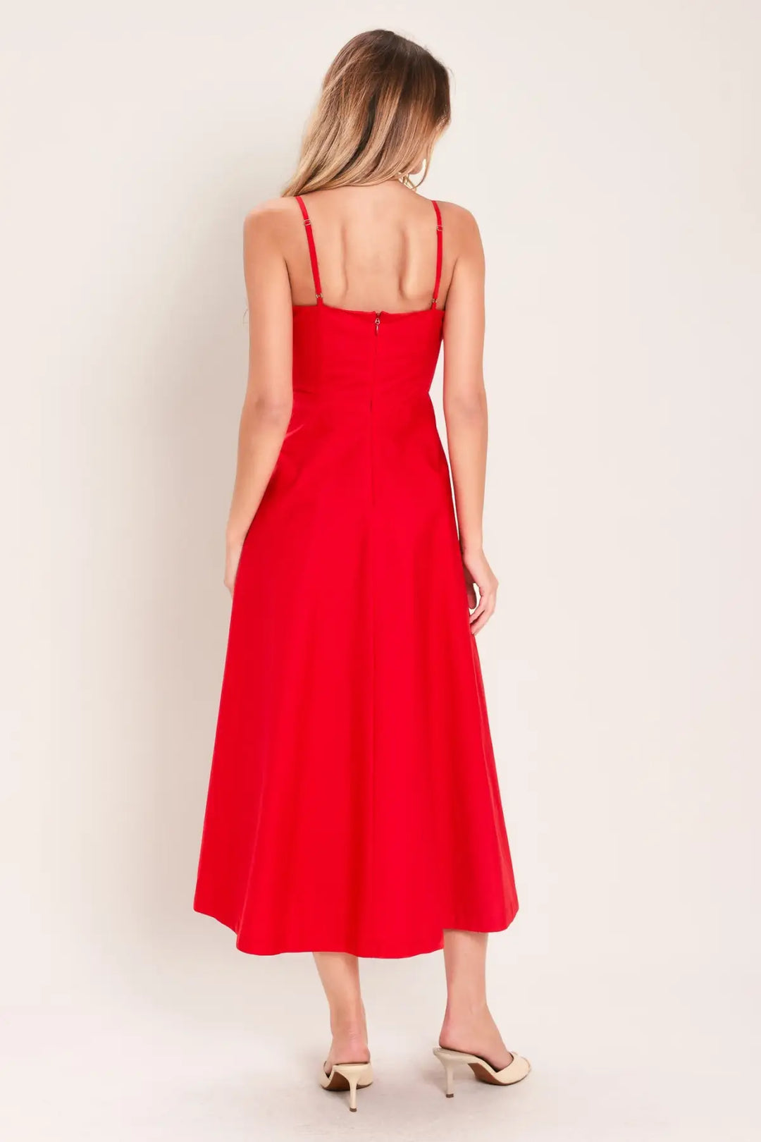 MODERN ROMANCE WOVEN MIDI DRESS - DRESSES