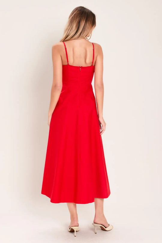 MODERN ROMANCE WOVEN MIDI DRESS - DRESSES