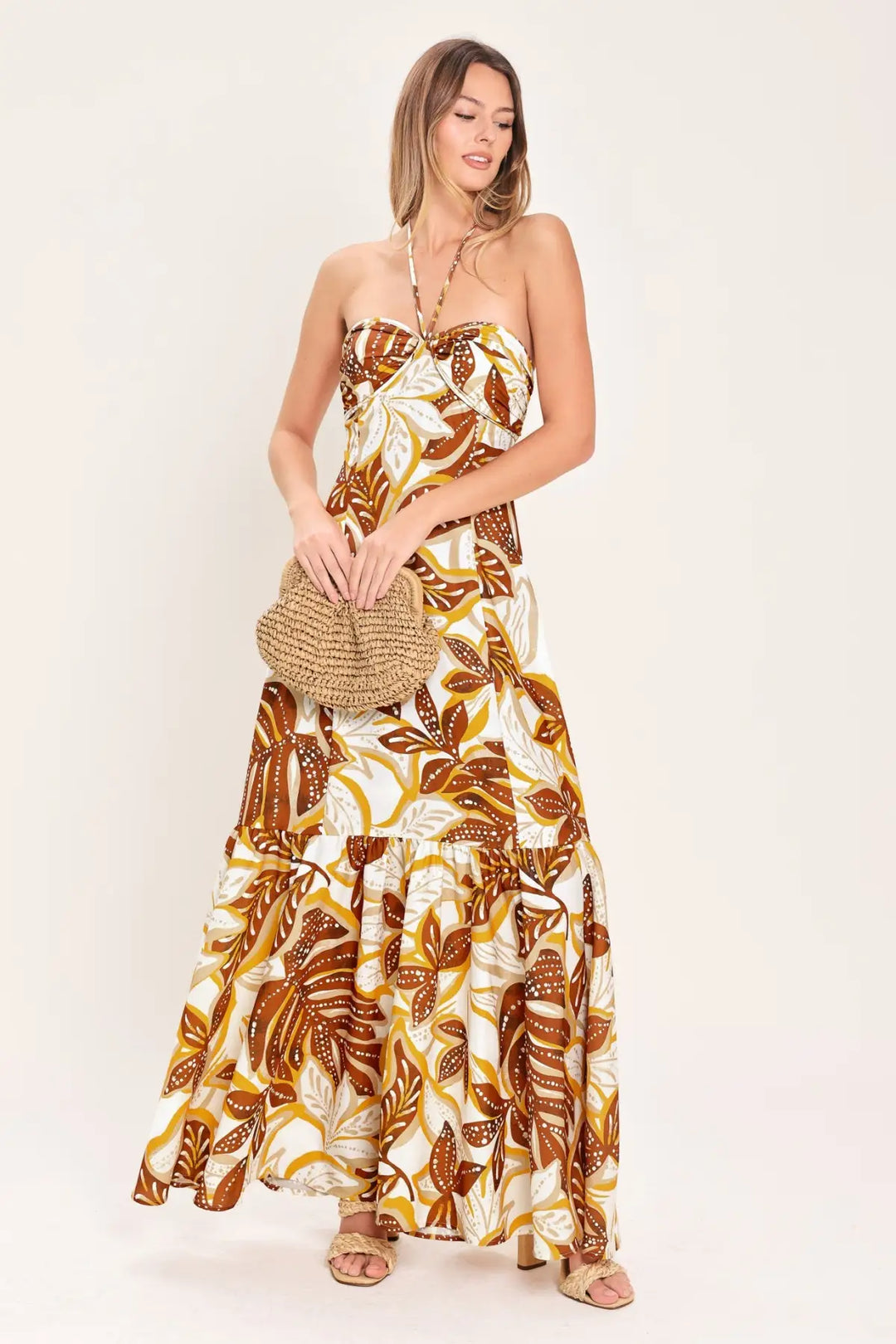 AMBER PALM PARADISE WOVEN MAXI DRESS - DRESSES