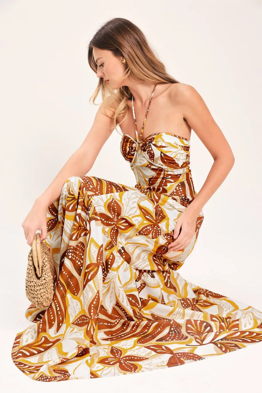 AMBER PALM PARADISE WOVEN MAXI DRESS - DRESSES