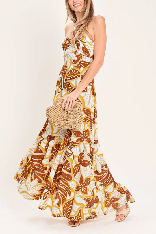 AMBER PALM PARADISE WOVEN MAXI DRESS - DRESSES