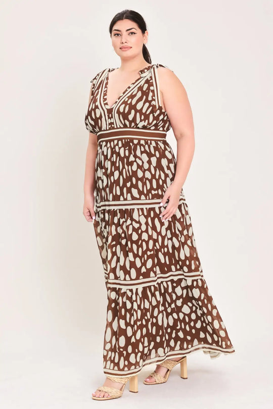 SPICED TERRAIN WOVEN MAXI DRESS - BROWN / 1X - DRESSES