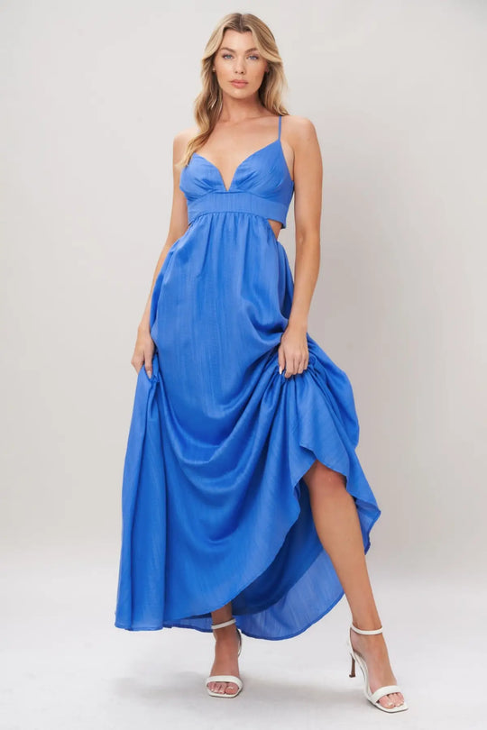 AZURE TEMPTATION WOVEN MAXI DRESS - DRESSES