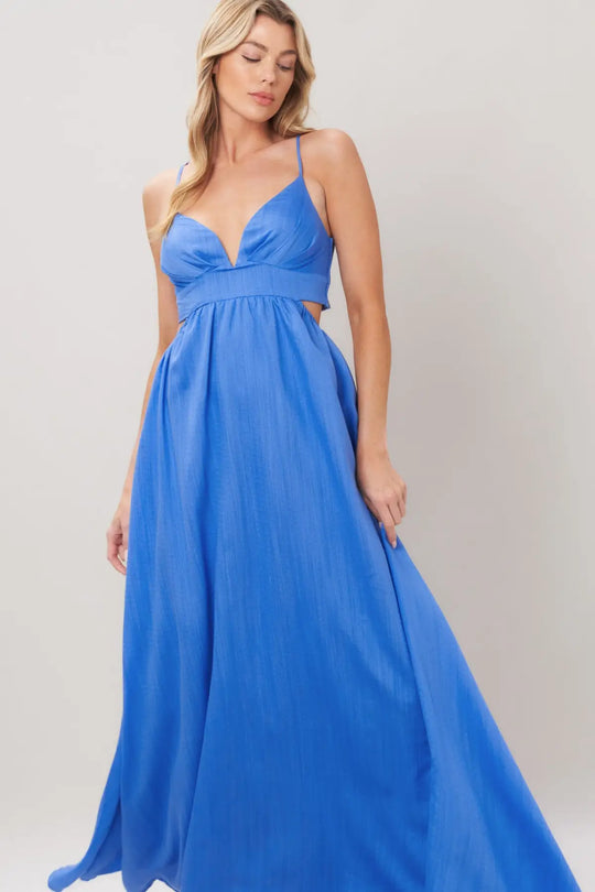 AZURE TEMPTATION WOVEN MAXI DRESS - DRESSES