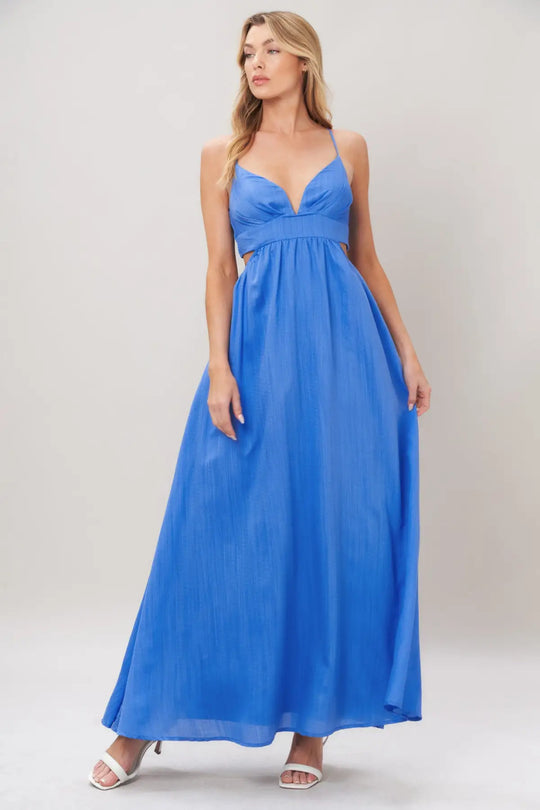AZURE TEMPTATION WOVEN MAXI DRESS - DRESSES