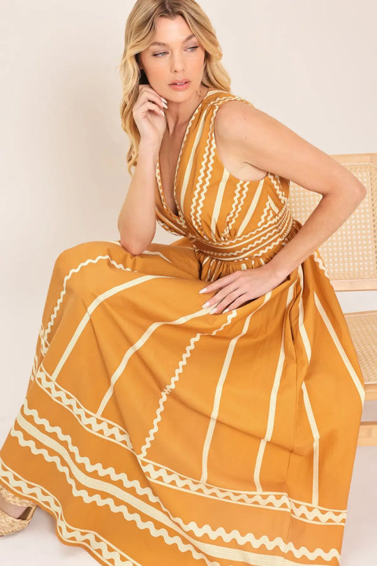 MARIGOLD DREAM WOVEN MIDI DRESS - DRESSES