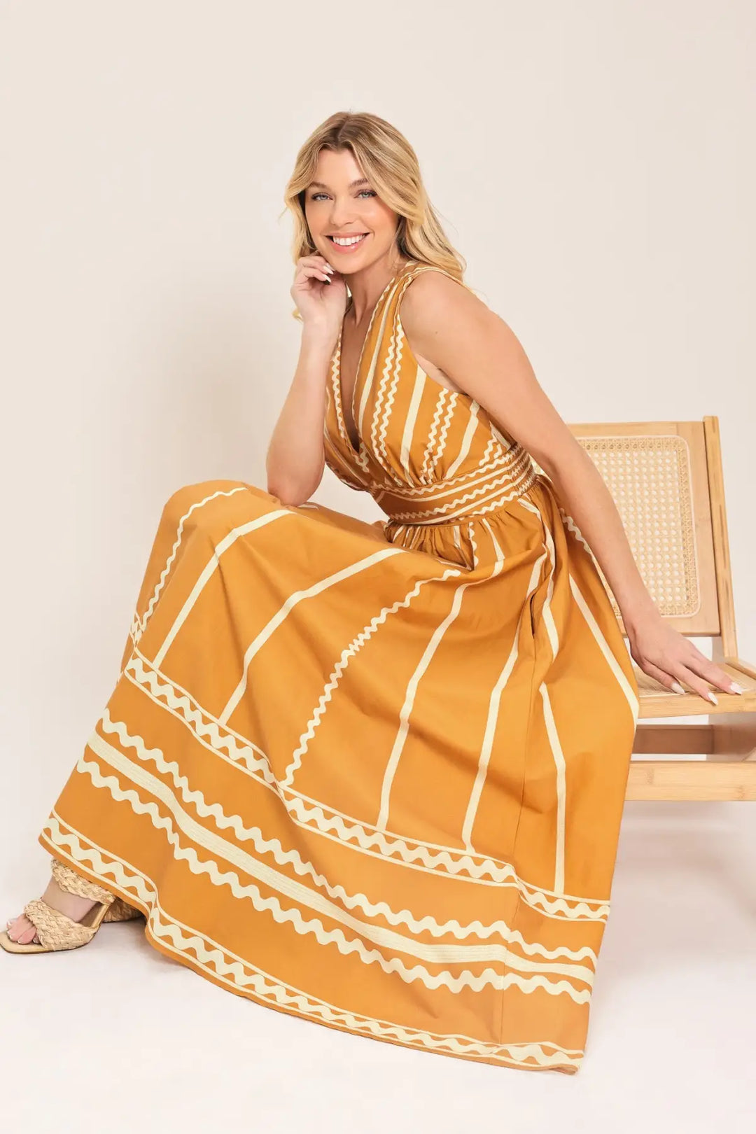 MARIGOLD DREAM WOVEN MIDI DRESS - DRESSES
