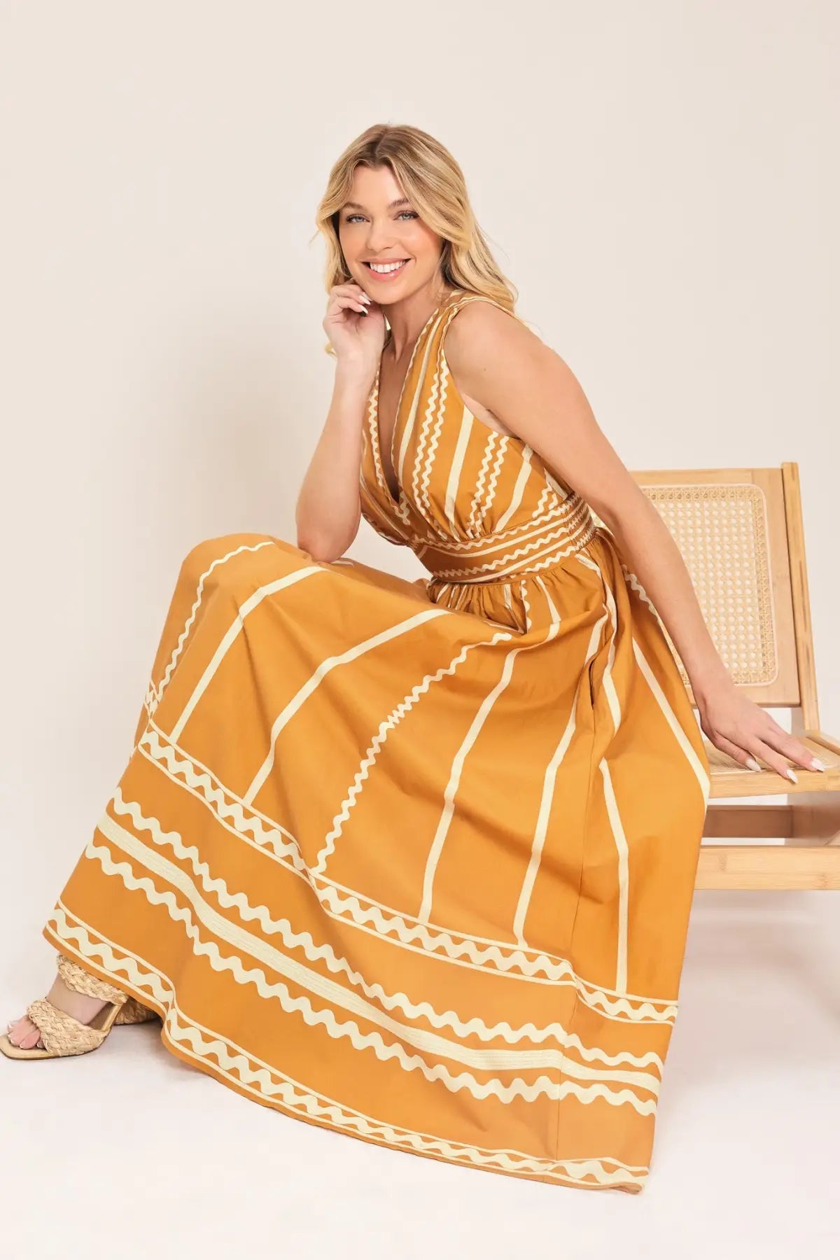 MARIGOLD DREAM WOVEN MIDI DRESS - DRESSES
