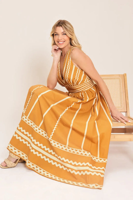 MARIGOLD DREAM WOVEN MIDI DRESS - DRESSES